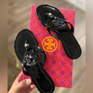 Tory Burch- Miller Patent Sandal Size 7 | Perfect Black | Original Box